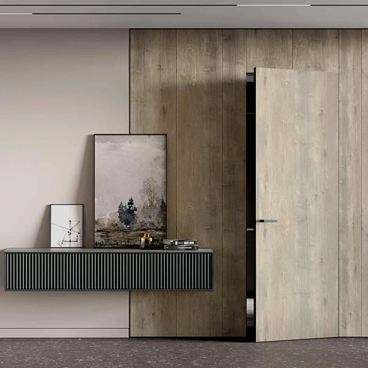 Скрытые двери Leoni Door 40 Шпон Дуб Короб · Торець AL