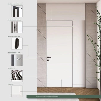 Скрытые двери Leoni Door 40 Шпон Дуб Короб · Торець AL