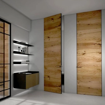 Скрытые двери Leoni Door 40 Шпон Бук Короб · Торець AL