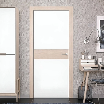 Окрашенные двери Woodline W1 Наличники шпон Дуб
